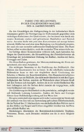 Farbe und Helldunkel in der italienischen Malerei des 16. Jahrhunderts