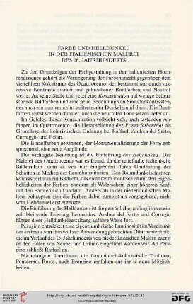Farbe und Helldunkel in der italienischen Malerei des 16. Jahrhunderts