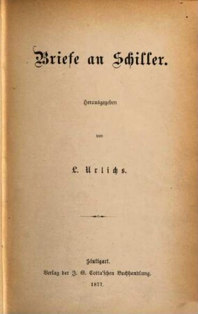Briefe an Schiller