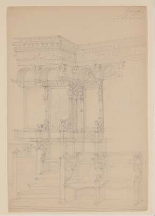 Das Chorgestühl von San Lorenzo in Genua [aus einem Konvolut von 107 Blatt Architekturstudien und Skizzen einer Italienreise]