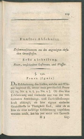 Fünfter Abschnitt. Zusammensetzungen aus den angezeigten einfachen Grundstoffen.
