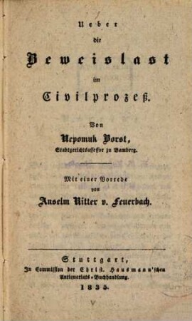Ueber die Beweislast im Civilprozeß : ... 4. März 1816