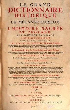 Le Grand Dictionaire Historique Ou Le Mélange Curieux De L'Histoire Sacrée Et Profane, 6. S - Z