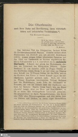 Die Oberlausitz nach ihrer Natur und Bevölkerung, ihren wirtschaftlichen und industriellen Verhältnissen