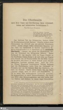 Die Oberlausitz nach ihrer Natur und Bevölkerung, ihren wirtschaftlichen und industriellen Verhältnissen