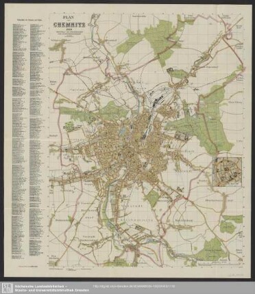Karte : Plan von Chemnitz 1920