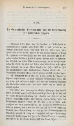 201-207 Die Gymnasiasten-Verbindungen und die Verwilderung der studirenden Jugend