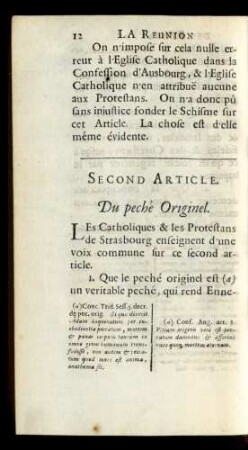 Second Article. Du peché Originel.