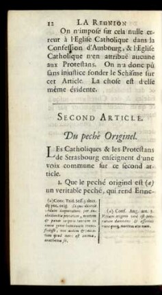 Second Article. Du peché Originel.