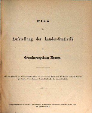Beiträge zur Statistik des Großherzogtums Hessen. 1. 1862