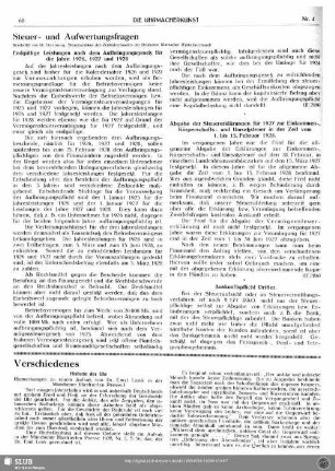 Steuer- und Aufwertungsfragen