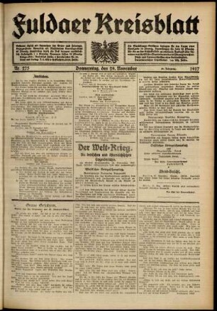 Ausgabe vom Donnerstag, den 29. November 1917.