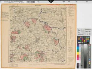 Katasteramt Beckum  Kreis Beckum, Meßtischblatt Wadersloh 4215, Farbige Einzeichnung mit Namensliste