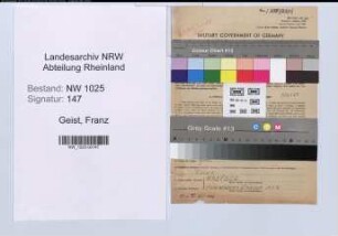 Entnazifizierung Franz Geist , geb. 14.04.1888 (Kaufmaennischer Angestellter)