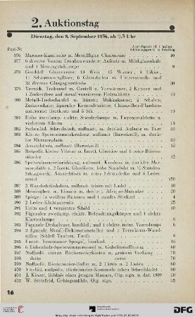 2. Auktionstag: Dienstag, den 8. September 1936, ab ½ 3 Uhr (Nr. 376-775)