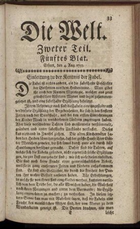 Fünftes Blat. Erfurt, den 4. Aug.1753.