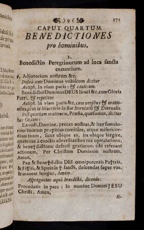 171-266, Caput Quartum. Benedictiones pro hominibus.