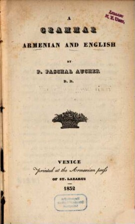 A grammar Armenian and English