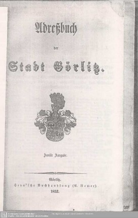 2.1852: Adreßbuch der Stadt Görlitz