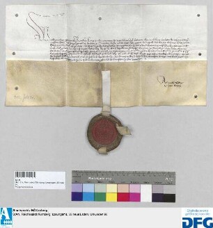 König Sigismund gebietet der Stadt Nürnberg die fällige Reichssteuer dem Burggrafen Friedrich von Nürnberg oder seiner Botschaft auszuhändigen.
