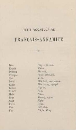 Petit vocabulaire francais - annamite
