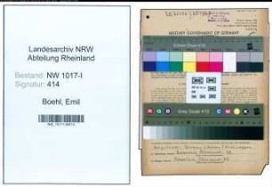Entnazifizierung Emil Boehl , geb. 20.01.1877 (Geschaeftsinhaber)