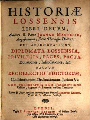 Historiae Lossensis Libri Decem