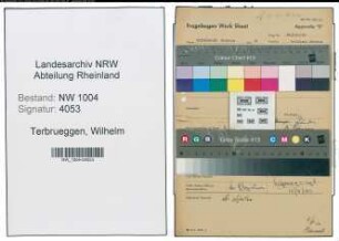 Entnazifizierung Wilhelm Terbrueggen , geb. 04.01.1920 (Vorarbeiter)