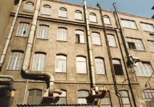 Dresden-Friedrichstadt, Hamburger Straße 19. Schreibmaschinen-Werk Seidel & Naumann. Außen- und Innenaufnahmen, aufgenommen 1992