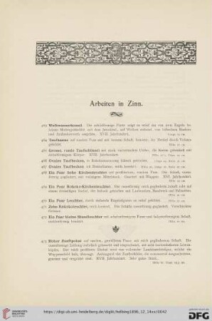 Arbeiten in Zinn (Nr. 463 - 545)