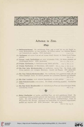 Arbeiten in Zinn (Nr. 463 - 545)