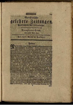Neunzehntes Stück, den 10ten May 1792.