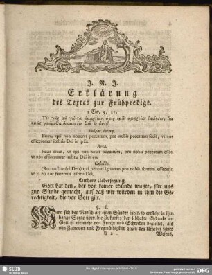 Erklärung des Textes zur Frühpredigt