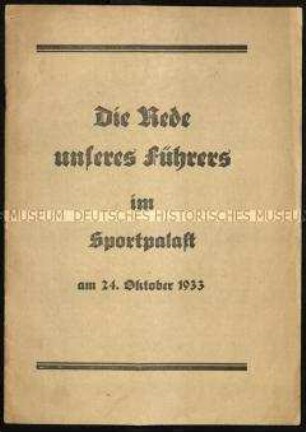 Rede Hitlers im Sportpalast am 24. Oktober 1933