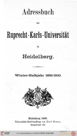 Wintersemester 1899/1900