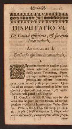 Disputatio VI. De Causa efficiente, & formali Incarnationis.