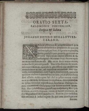 Oratio Sexta, Salomonis Posterior.