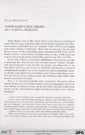 31: André Bazin's film theory: art, science, religion