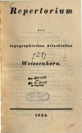 Repertorium des topographischen Atlasblattes Weissenhorn