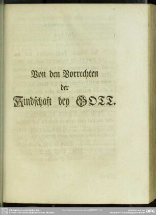 Von den Vorrechten der Kindschaft bey Gott