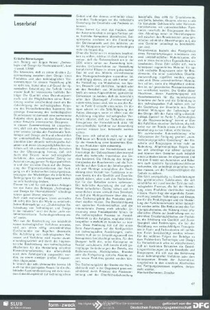 Kritische Bemerkungen: zum Beitrag von Jürgen Peters „Technologie und Design für Heimelektronik“ in Heft 1/89 : Leserbrief