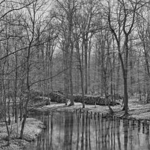 Spreewald um 1940. Überflutete Wiesen und Felder. : Błóta wokoło 1940. Přepławjene łuki a pola.