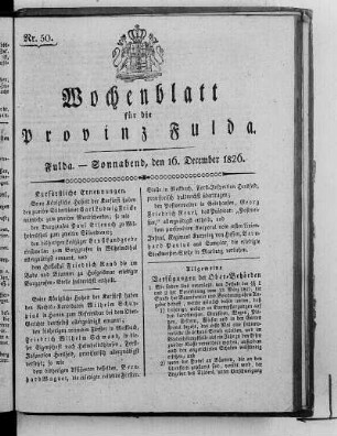 Nr. 50, Ausgabe vom 16. Dezember 1826