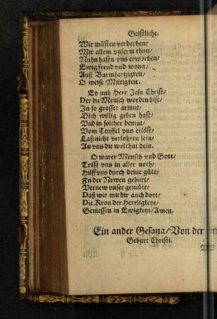 Ein ander Gesang/ Von der Geburt Christi.