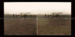 Flieger Henri Farman vor dem Start, Flugplatz Reims