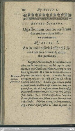 Sectio Secunda. Quaestionum controversarum e textu fluentium epilysin continens