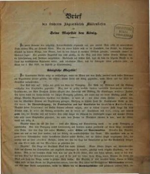 Brief des früheren Abgeordneten Theod. Müllensiefen an Seine Majestät den König [von Preussen] : [betr. Die Annahme der deutschen Kaiserkrone durch Friedrich Wilhelm IV.]