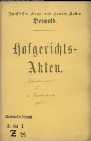 Zimmermann, Johanns Witwe gegen Philipp von Kerssenbrock - Schuldforderung