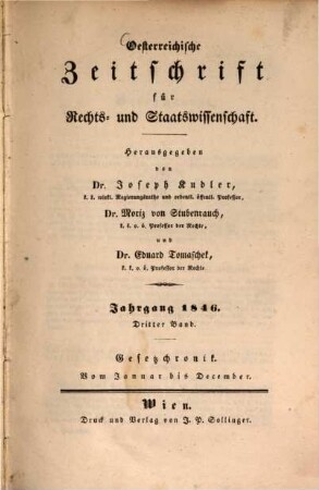 Österreichische Zeitschrift für Rechts- und Staatswissenschaft. 1846,3