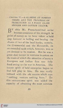 A Glimpse of Bombay Trade and the Progress of Premchund as a First Class Broker and Cotton Trader